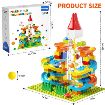 Kid Marble Run Building Blocks With Elevator Spiral Lift - Stem Toy Bricks Marble Maze Race Track Set With Motorized Elevator, Big Blocks Educational Stem For 3 4 5 6 7 8 Year Old Boys Girls