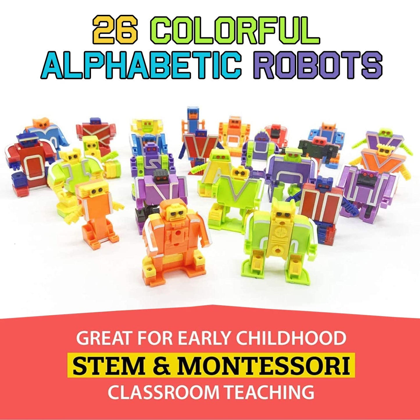 Alphabet Transforming Abc Letters Robots - 26 Piece Alphabots Learning Toys For Toddlers & Preschoolers Classroom Prizes Party Favors