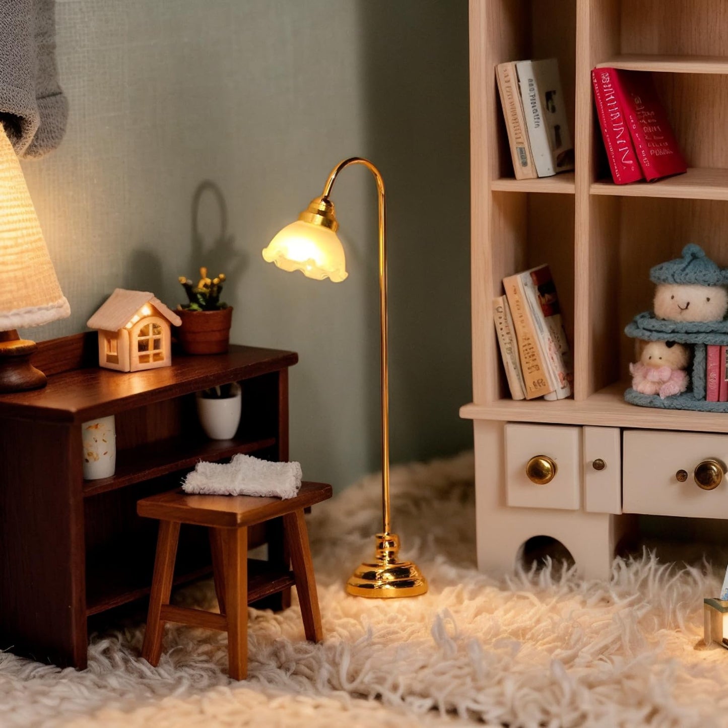 Mini Dollhouse Lamp 1/12 Scale Light Miniature Small Table Lamp Dollhouse Accessories (0.6X4.1 Inches)
