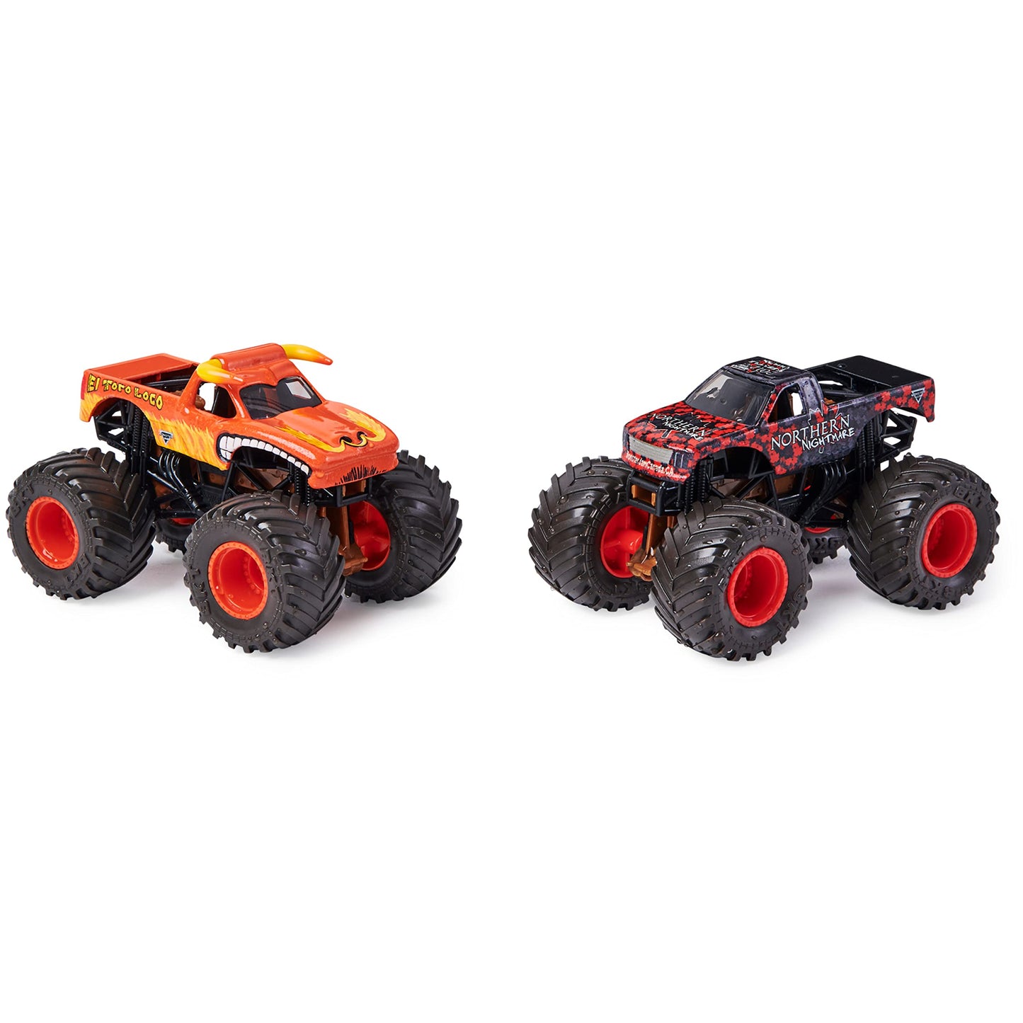 Monster Jam Color-Changing Die-Cast Monster Trucks, El Toro Loco vs. Northern Nightmare, 1:64 Scale, Plastic, Model 6060884