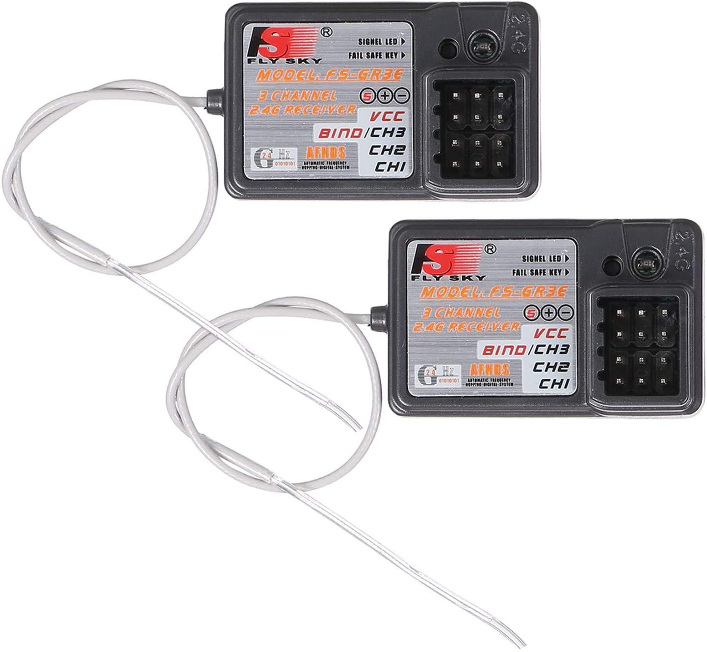 Globact Flysky Fs-Gr3E Afhds Long Range 2.4G 3Ch Receiver For Fs-Gt2 Fs-Gt2B Fs-Gt3B Fs-Gt3C Fz-It4S Rc Car Boat (2 Pcs)