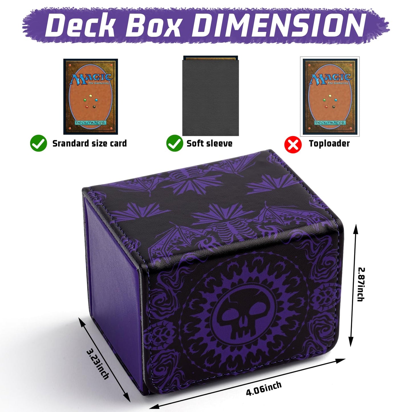 Deck Box for MTG Cards  Trading Commander Deck Case Holds 120+ Sleeved Cards  PU Leather Magnetic Collectible Card Storage Box Fits for TCG Magic Card (Purple)