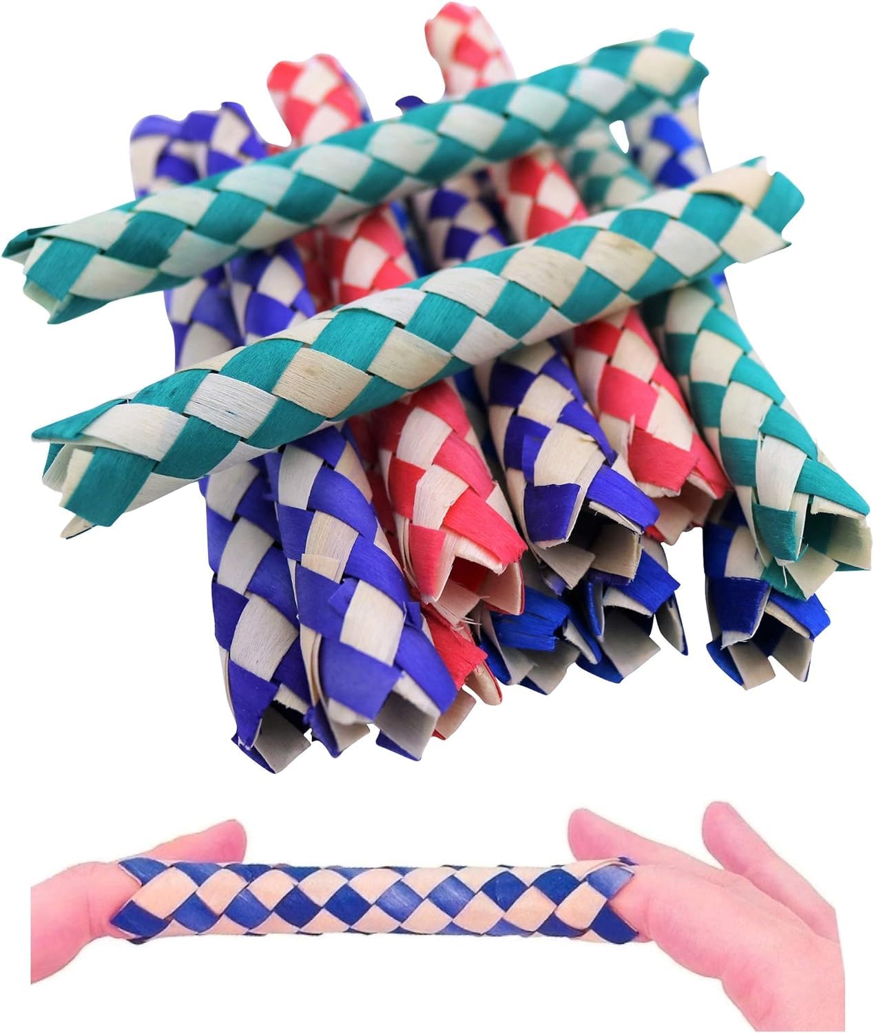Zugar Land Cool Colorful Classic Bamboo Chinese Finger Traps (5') For Kids And Adults. (Light - Multi Color (72 Pack))