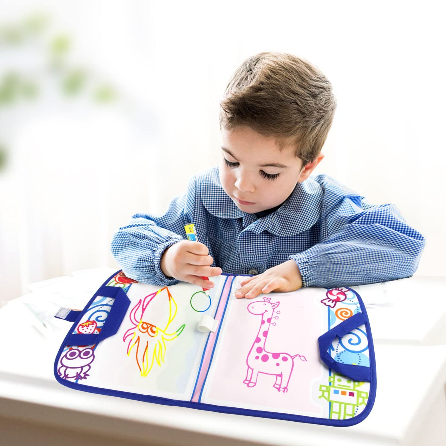 Coolplay Kid Activities Water Drawing Mat Painting with Water Pen Airplane Travel Toy for Toddlers