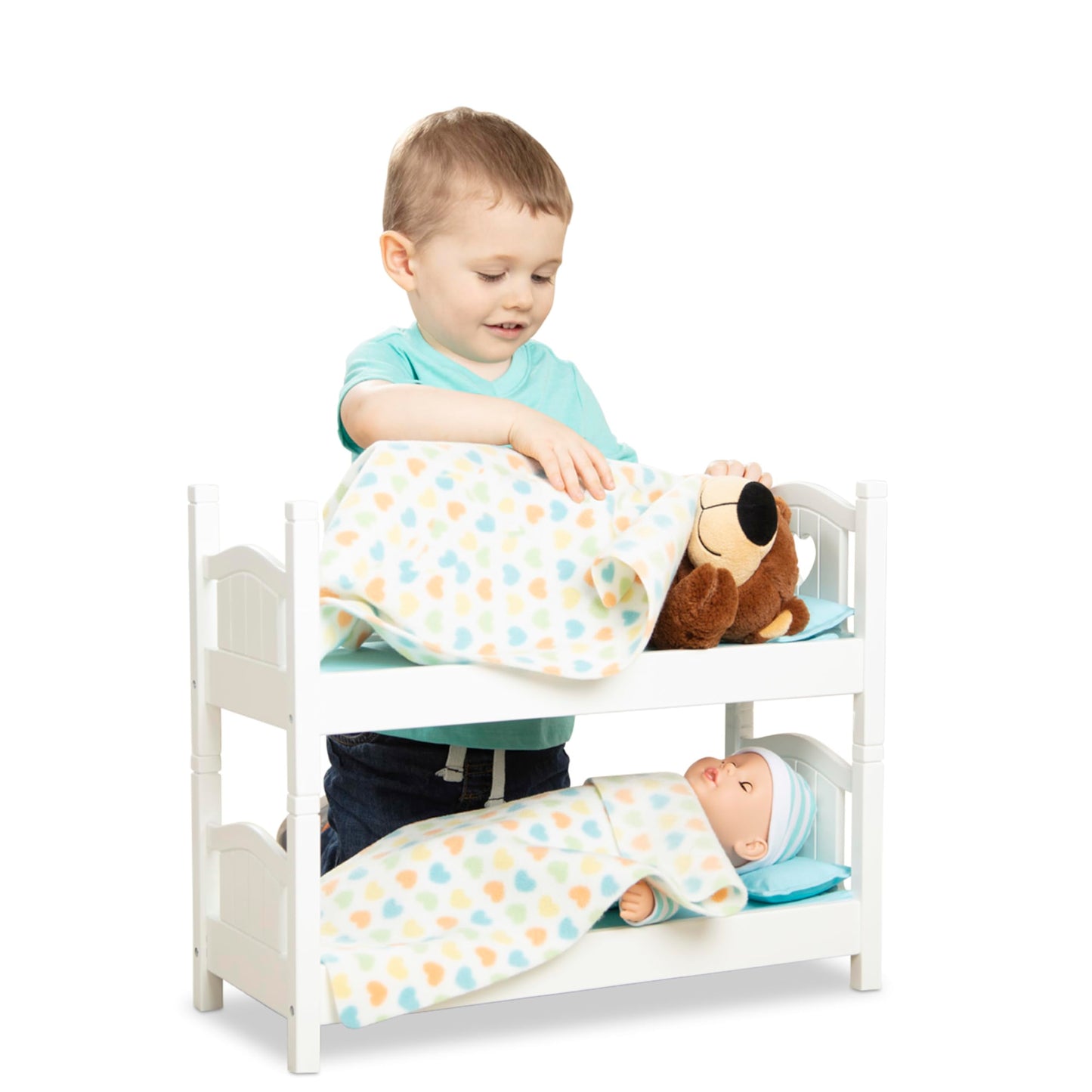 Melissa & Doug Mine To Love Wooden Play Bunk Bed For Dolls Up To 18 Inches-Stuffed Animals - White (2 Beds, 17.4   H X 9.1   W X