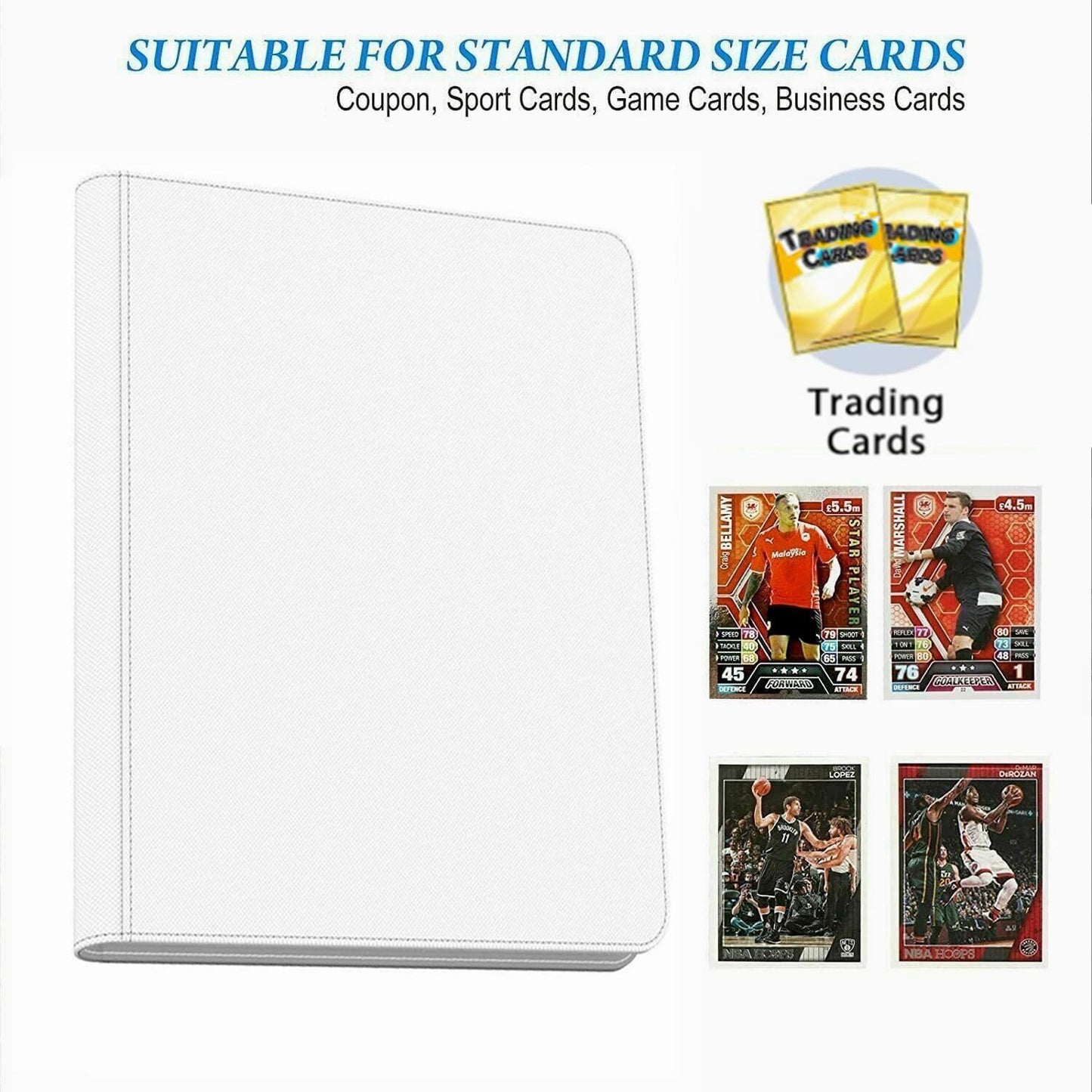 16 Pocket Card Binder  1000+ enhanced Zip Trading Card Binder  Double Sided Pocket Card Holder Album  Ringless Card Folder for MTG  TCG  Sports Card (White)