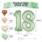 Biapian 40 Inch Sage Green Number 18 Balloons, Large Foil Number 1 & 8 Balloons With 18'' Cream Brown Heart Balloons For 18Th Ye