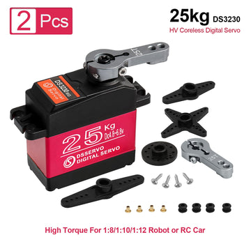 2Pack 25KG Digital Servo High Torque Full Metal Gear Waterproof for RC Car Crawler Robot Control Angle 180