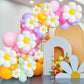 16 Pcs Daisy Flower Balloons,White Flower Aluminum Foil Balloons For Birthday Baby Shower Wedding Anniversary Groovy Flower Them