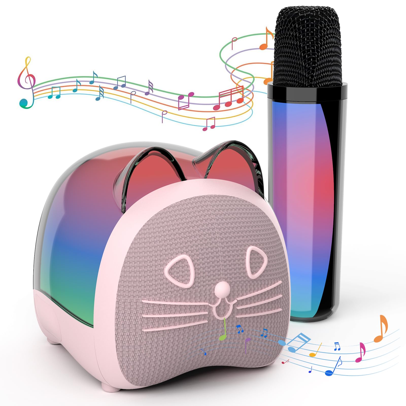Kidsfaves Mini Karaoke Machine For Kids Adults,With Wireless Microphones & Light- Bluetooth Portable Speaker Birthday Gifts For