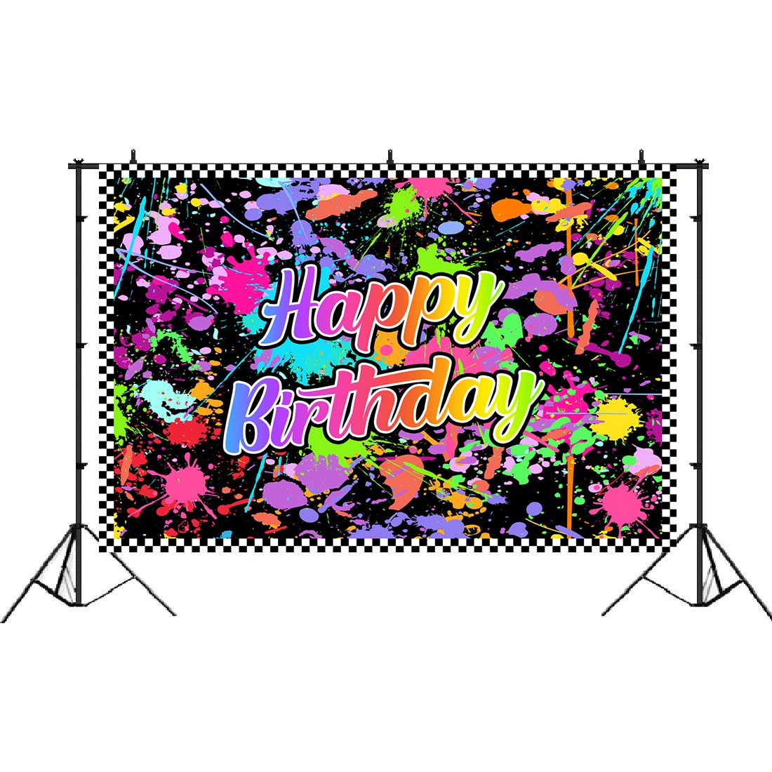 Lofaris Neno Glow In The Dark Birthday Party Photography Backdrops Colorful Graffiti Splash Paint Background Slime Happy Birthda
