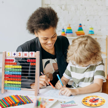 Wooden Abacus For Kids Math Manipulatives Learning Clock For 5 6 7 8 Year Old Boys Girls 1St 2Nd Grade Math Counters 100 Counting Sticks Montessori Preschool Educational Math Toys Homeschool Supplies