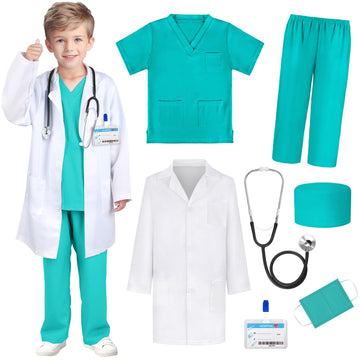 Giftinbox Doctor Costume For Kids Doctor Lab Coat For Kids Real Stethoscope, Girls And Boys Halloween Costumes For Kids Age 3-12