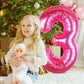 Kwuz 40 Inch Pink Number 3 Aluminum Balloon for Girls Birthday Party Decorations, Bow Pink, Model HK40PIBNFO-3