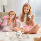 Porcelain Tea Set for Girls, Tea Party Set for Little Girls, Kids Tea Set Kitchen Pretend Play, Princess Tea Time Playset with T
