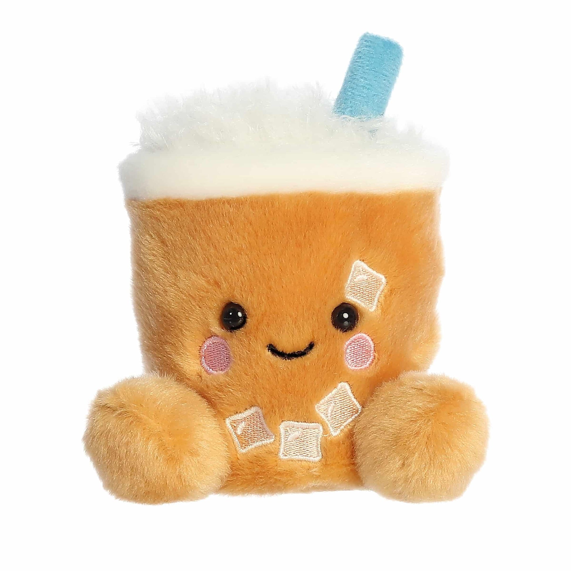 Aurora Adorable Palm Pals Ashley Iced Coffee Stuffed Animal - Fun Collectible Plush for Kids and mature-themed Collectors - Perfect for Decorating Rooms and Birthday Gifts - Brown 5 Inches