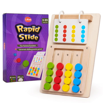 Likee No-Lose-Parts Wooden Color Matching Slide Puzzle For 3+ Years Old, Montessori Learning Toys For Toddlers Fine Motor Skills