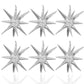 6 Pcs Silver Star Foil Balloons One-Piece 14-Pointed Star Balloons 4D Starburst Cone Mylar Balloons 22Inch Christmas Birthday We