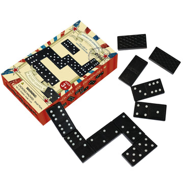 Offelec Wooden 28 Tiles Games Double 6 Dominoes Set Double Six Dominos For Kids Adults And Family Games Night Classic Black Domi