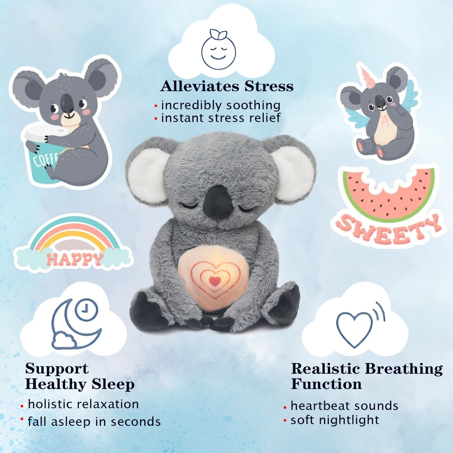 Quick Horse Anxiety Relief Koala Breathing Sleeping Otter Plush Stress Relief Stuffed Animal For Anxiety Sleepy Koala Arrily Cal