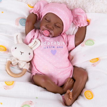 Aori Lifelike Reborn Baby Dolls Black,18 Inch Realistic Newborn Baby Dolls Black American Girl Dolls With Feeding Kit & Gift Box For Kids Age 3+
