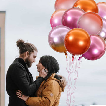 10 Pcs 22 Inch Gradient Balloons, Pink Party Decorations 4D Mylar Foil Balloons, Round Sphere Foil Balloon, Great For Birthday W