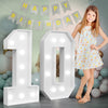 imprsv Marquee Numbers Large 10th Birthday Decorations - 3ft Light Up Number 10, White Foam, Perfect for Boy/Girl Party Backdrop
