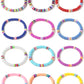 Cooluckday Heishi Surfer Bracelets For Women Boho Beaded Bracelet Friendship Polymer Clay Rainbow Bracelet Stack Vinyl Disc Stac