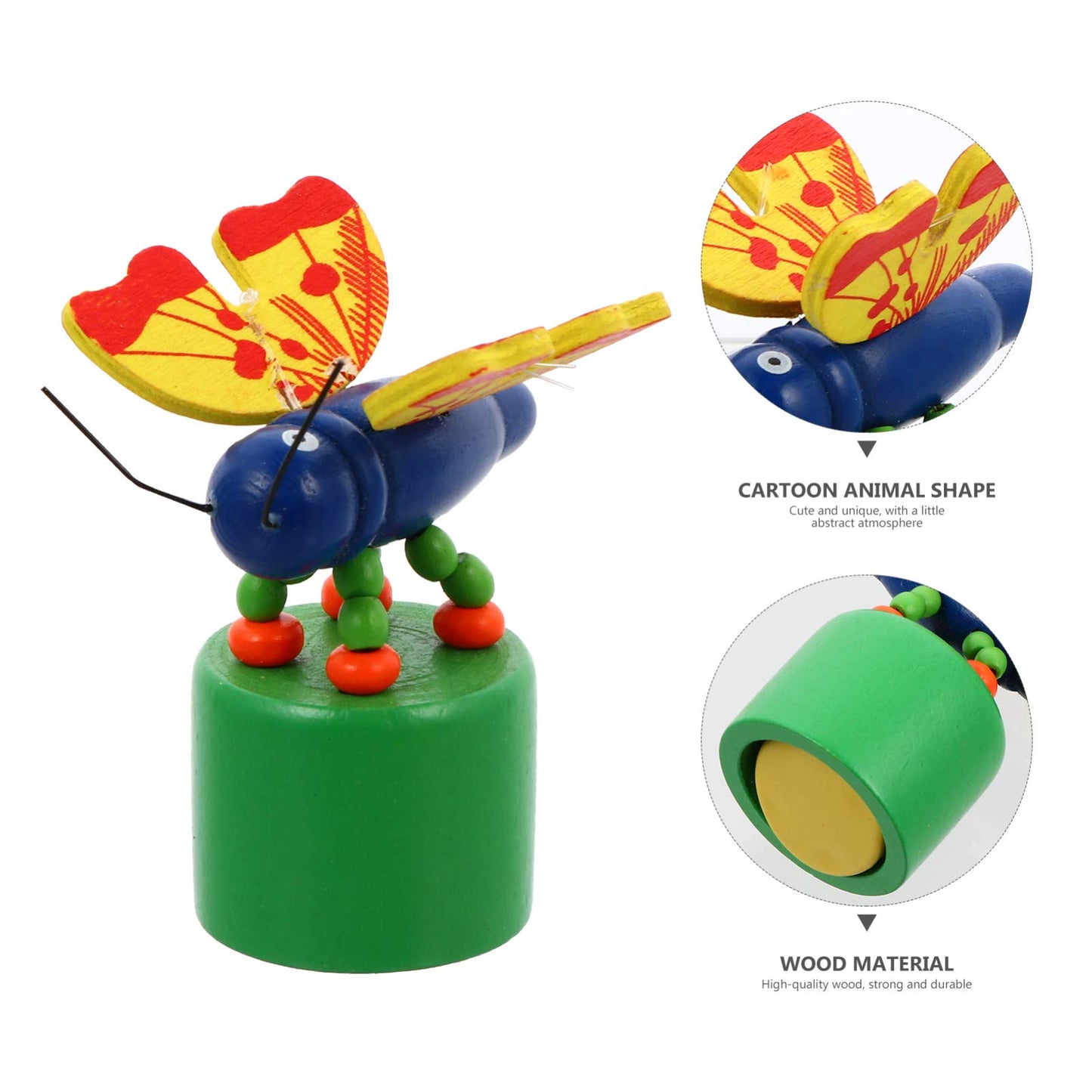 Nuobesty 12Pcs Kids Wooden Push Up Toys Kids Finger Puppets Wood Animal Figurines Press Base Thumb Puppets Animal Party Favors