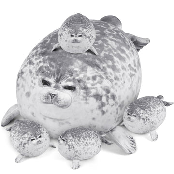 Kmuysl Seal Plush Toys For Girls Ages 3 4 5 6 7 8+ Year - Seal Mommy Stuffed Animal With 4 Babies In Her Tummy, Plush Toys Set For Girls, Kids, Ideal Christmas Birthday Gift