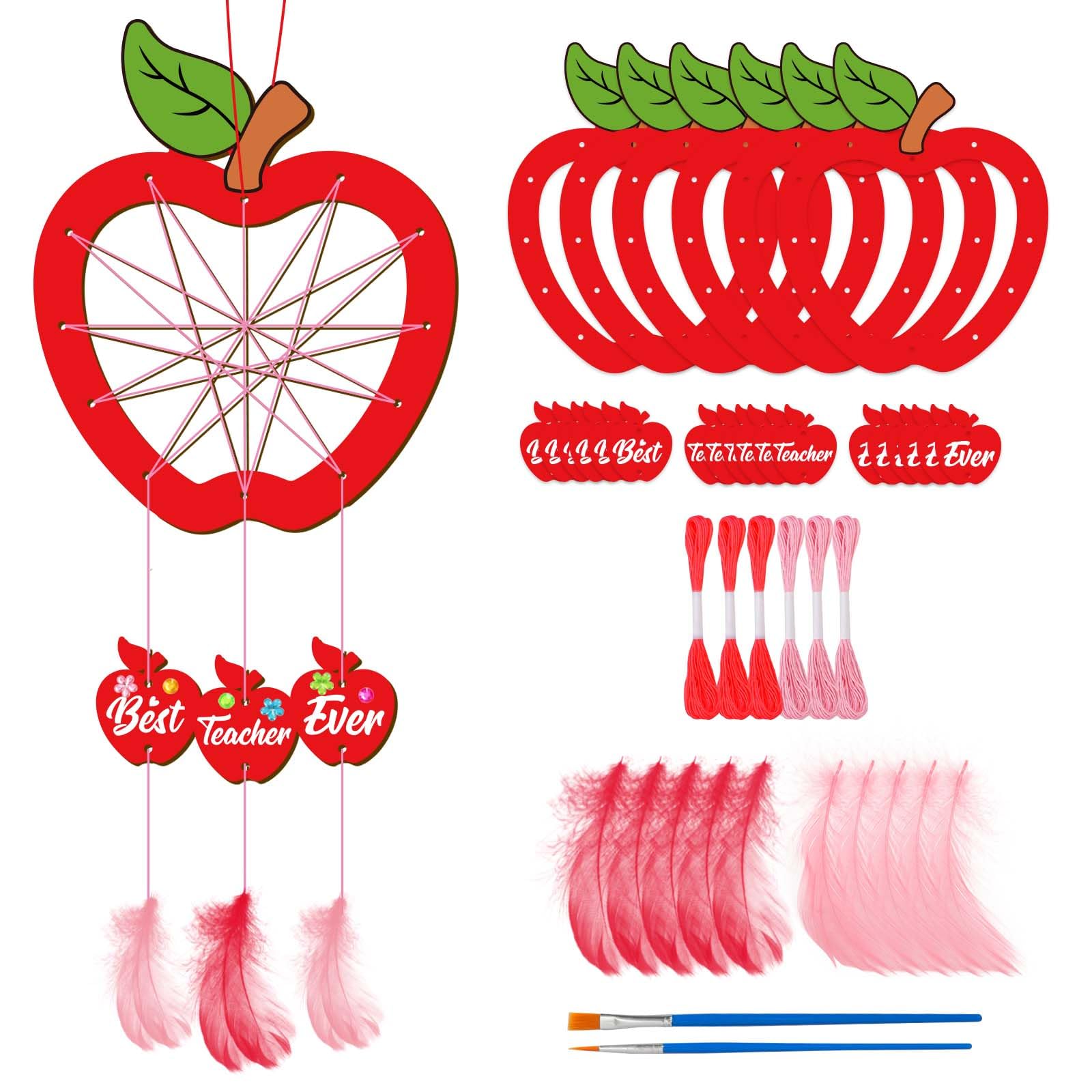 Fennoral 6 Pack Teacher Appreciation Dream Catcher Craft Kit For Kids Paint You Own Apple Dream Catcher Diy Coloring Wooden Art