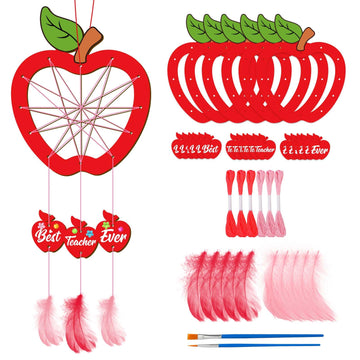 Fennoral 6 Pack Teacher Appreciation Dream Catcher Craft Kit For Kids Paint You Own Apple Dream Catcher Diy Coloring Wooden Art