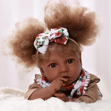 Babeside Lifelike Reborn Baby Dolls Black Girl, 20 Inch Newborn African American Realistic Black Baby Real Life Girl Dolls Soft Vinyl And Cloth Body With Feeding Kit Gift Box For Kids Age 3+