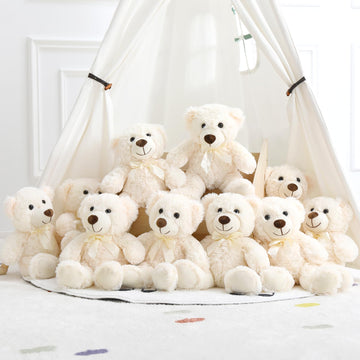 Morismos 10 Packs Bulk Teddy Bear Baby Shower, Small White Teddy Bears Stuffed Animals In Bulk, 14' Stuffed Bears Plush For Kids