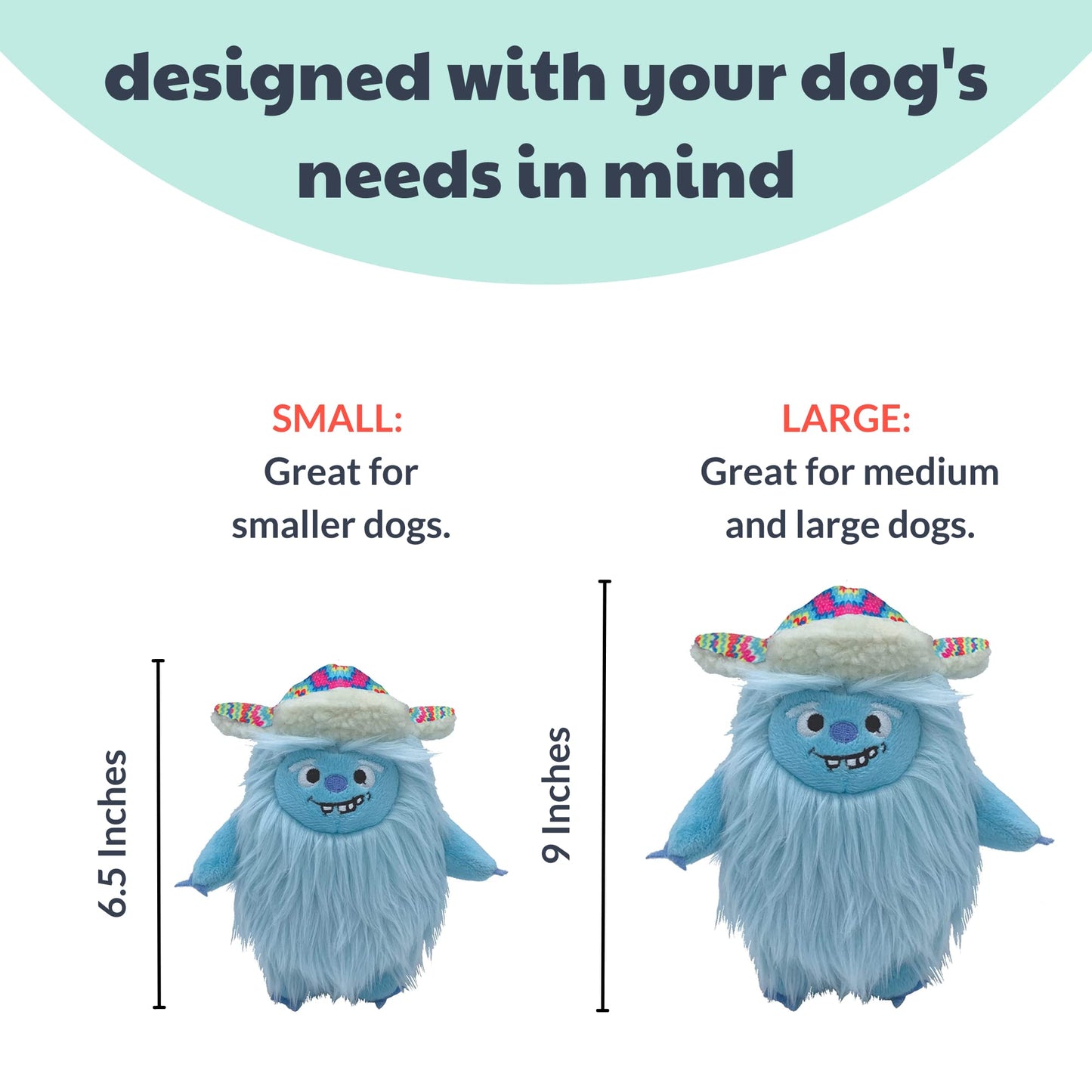 Huxley & Kent For Dogs | Everest Shaggy Yeti (Small) | Holiday Christmas Power Plush Dog Toy With Squeaker | Funny Dog Gift | Fu