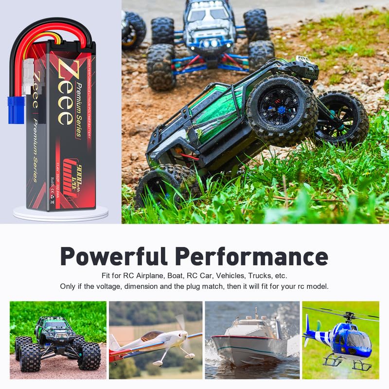 Zeee Premium Series 3S Lipo Battery 9000mAh 11.4V High Voltage Hard Case Battery 120C EC5 Connector HV-Lipo for RC Vehicles RC C