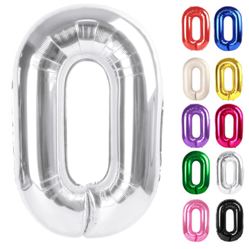 Silver Number 0 Balloon 40 Inch, 0 Balloon Numberfor 10Th 20Th 30Th 40Th 50Th 60Th Birthday Decorations, Silver Party Supplies F