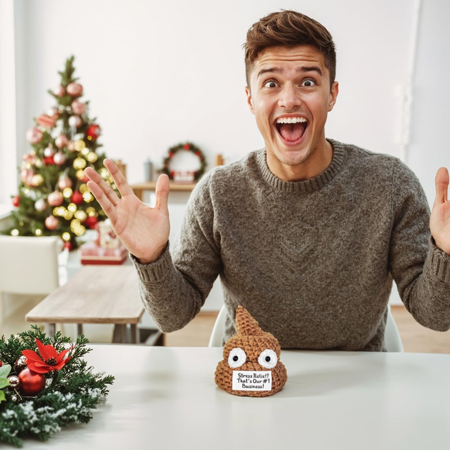 Positive Crochet Poop - Cute Stress Relief Toy - Poo Gag Gifts for Men  Women  Kids  Funny Gift for mature-themeds  Dad  Friends  Brother - White Elephant Gifts for mature-themed  Funny Stocking Stuffers for Men