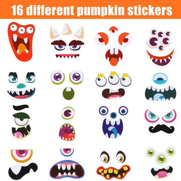 32 Pieces Halloween Foam Pumpkin Craft Kit And Pumpkin Foam Stickers Self Adhesive Halloween Stickers For Kid'S Halloween Party Crafts Decorations (Funny Style)