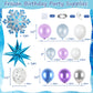 Frozen Balloon Garland Arch Kit, Snowflake Pearl Blue Purple Metallic Purple Blue Silver And White Balloons For Winter Wonderlan