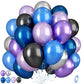 Outer Space Balloons, 55Pcs Galaxy Blue Balloons Metallic Black Purple Silver Balloons Blue And Purple Latex Balloons Pearl Blue