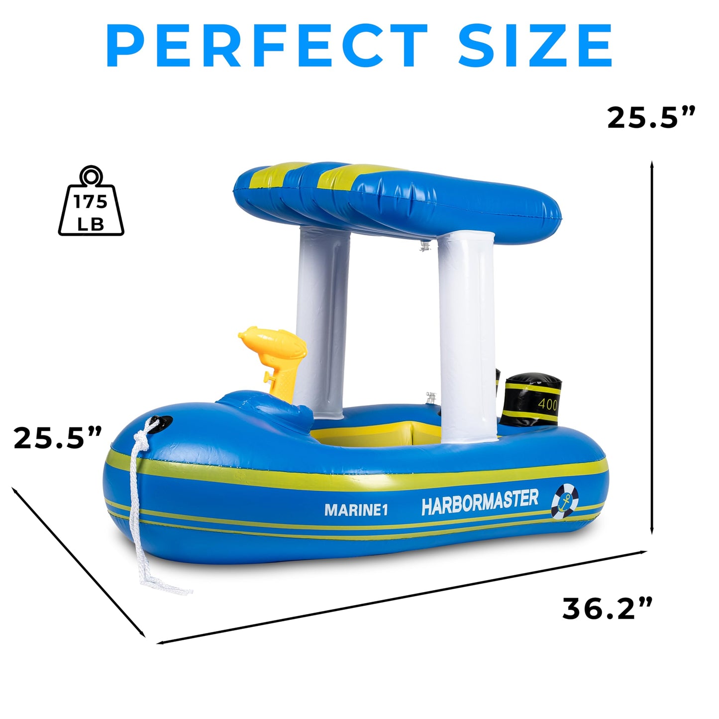 Police Boat Inflatable Pool Floats Kids, Toddler Harbor Master Police Patrol Inflatable Boat Pool Float Ride On, Fun Water Toy S