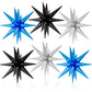 6PCS Star Balloons, 22Inch Large Black Blue Silver Star Balloon Explosion Foil Balloons Cone Spike Balloon for Birthday Graduati
