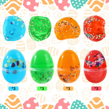 JDSTY 12Pack Easter Basket Stuffers Easter Eggs Slime Packs Stress Relief Colorful Slime for Boys Girls Easter Basket Gifts Fill
