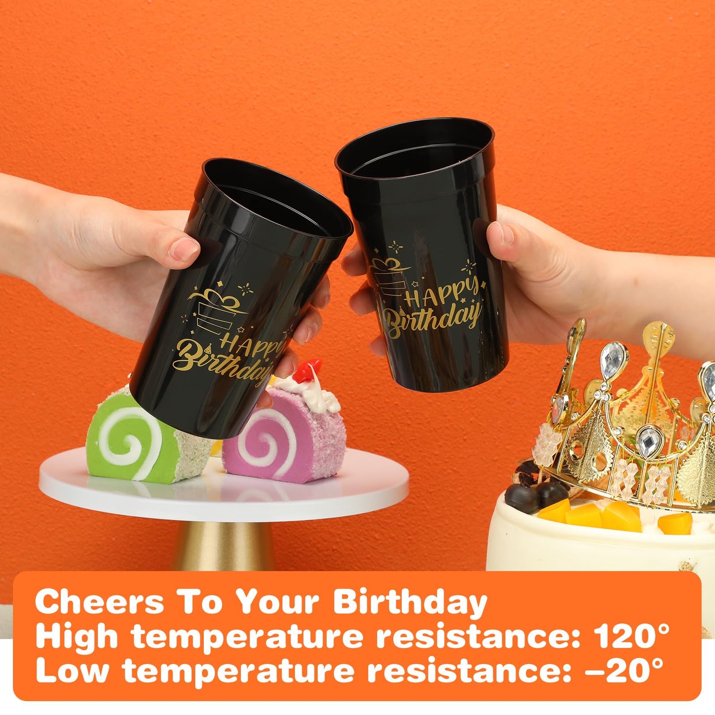 Zhehao 30 Pcs Reusable Happy Birthday Cups 12 oz Plastic Tumblers Stadium Cups Birthday Shot Glasses for Women Men Anniversary P