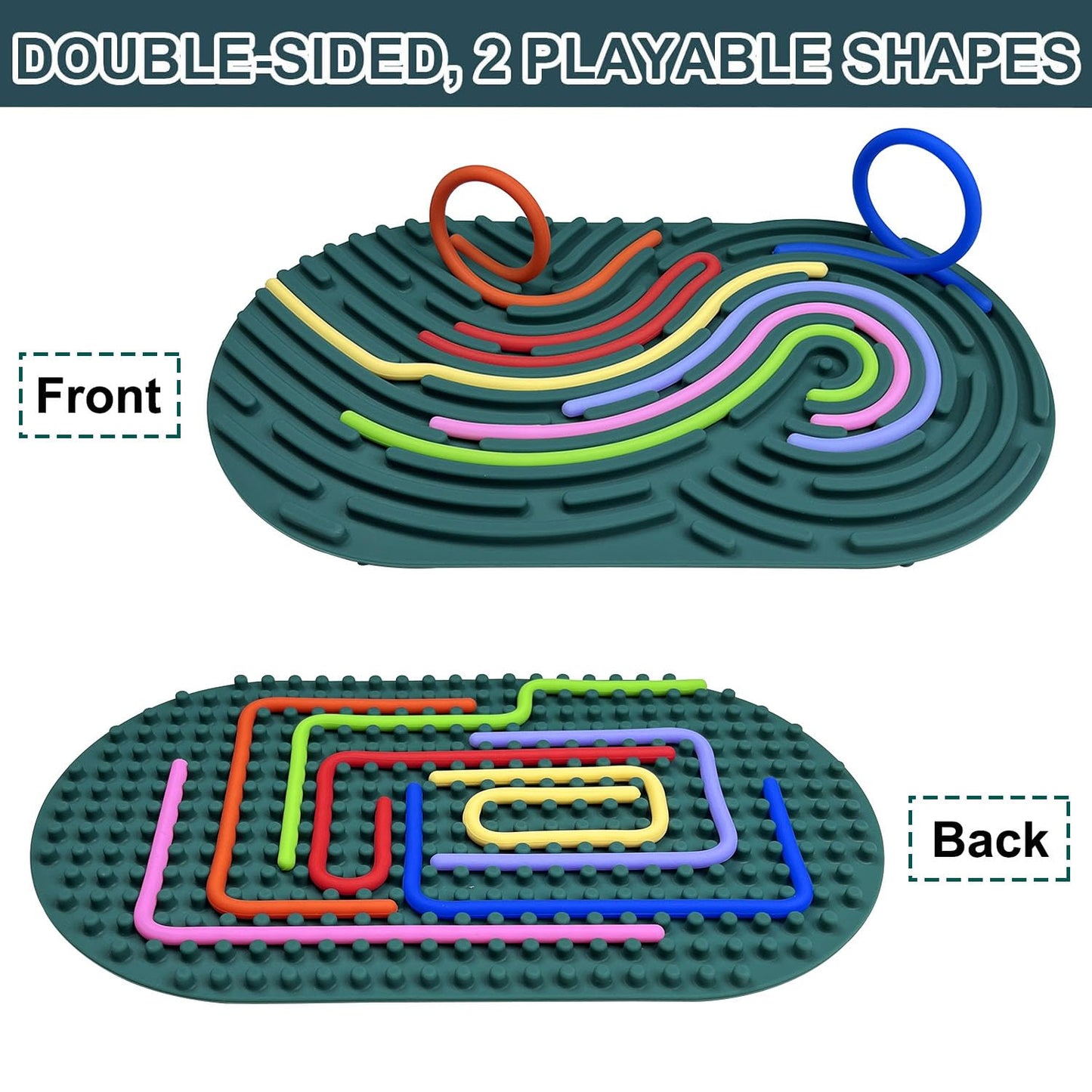 Sensory Activity Board, Double Sided Silicone Fidget Toy, Screen-Free Busy Board Travel Activities For Kids 3+ And Adults, Porta