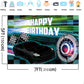 MEHOFOND Racing Birthday Backdrop, 7x5ft Vinyl Party Decor, Black Race Car Theme for Boys