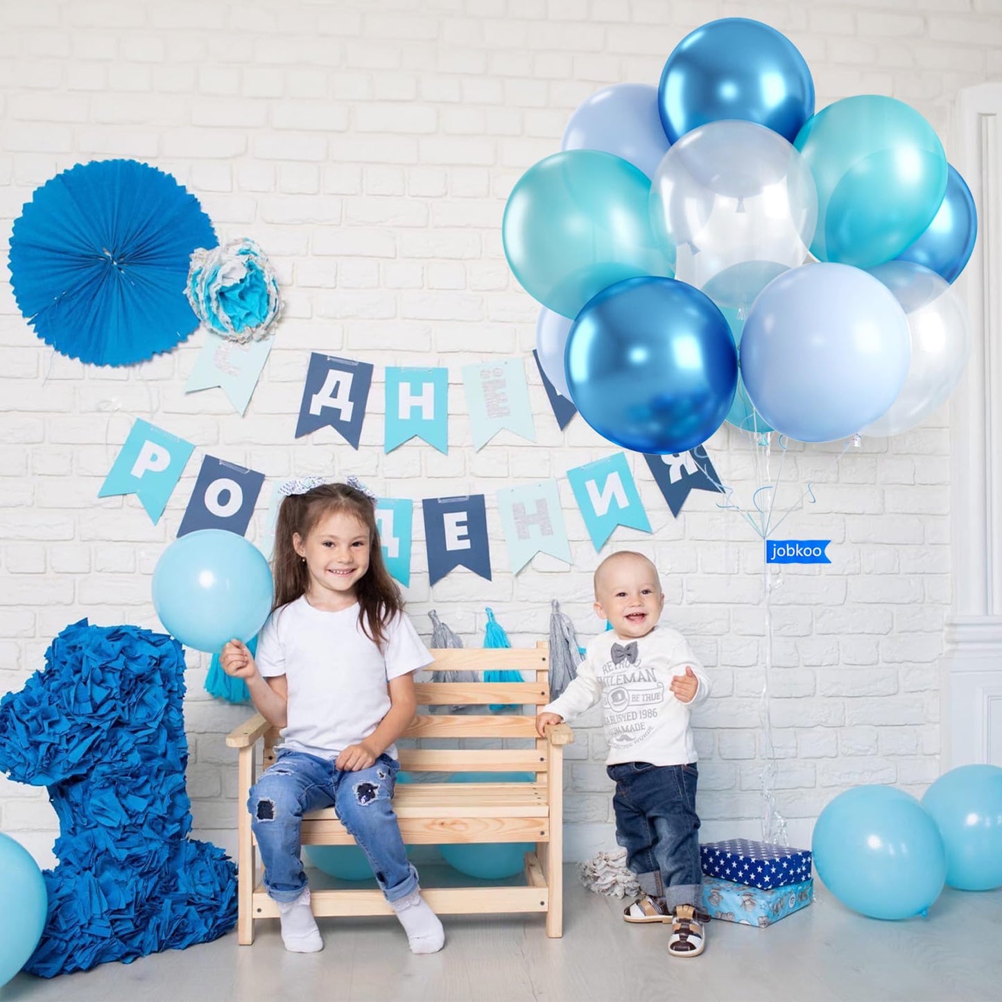 Teal Blue Balloons, 60 Pcs Turquoise Blue Balloons With Transparent Balloon Metallic Blue Balloons, Pastel Baby Blue Balloons Pe