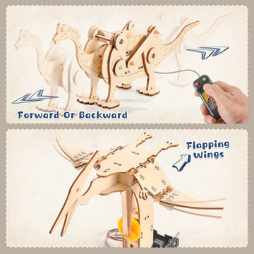 Dinosaur Stem Kits For Kids Ages 6-8-10-12, 4 In 1 Stem Projects, Wood Building Toys For Boys Age 8-12, Build It Yourself Woodwo