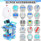 deAO Doctor Cart Kit for Kids Toy Pretend Playset with Doctor Costume Stethoscope and Medical Instruments Role Play Mobile Medic